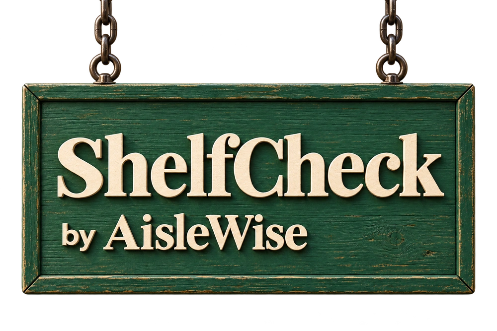 ShelfCheck by AisleWise — hanging shop sign